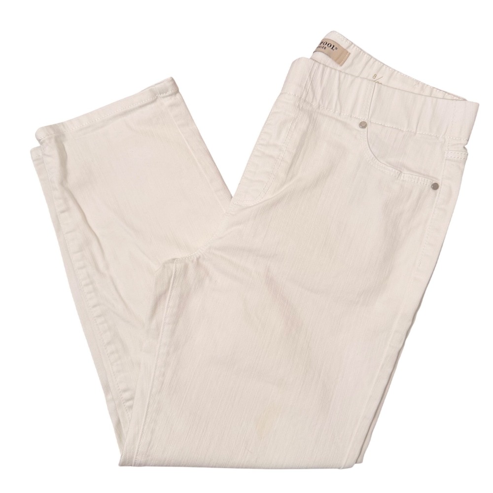 Liverpool LA Stretch Summer Cropped White Denim Jeans (8) Minimal Casual Chic